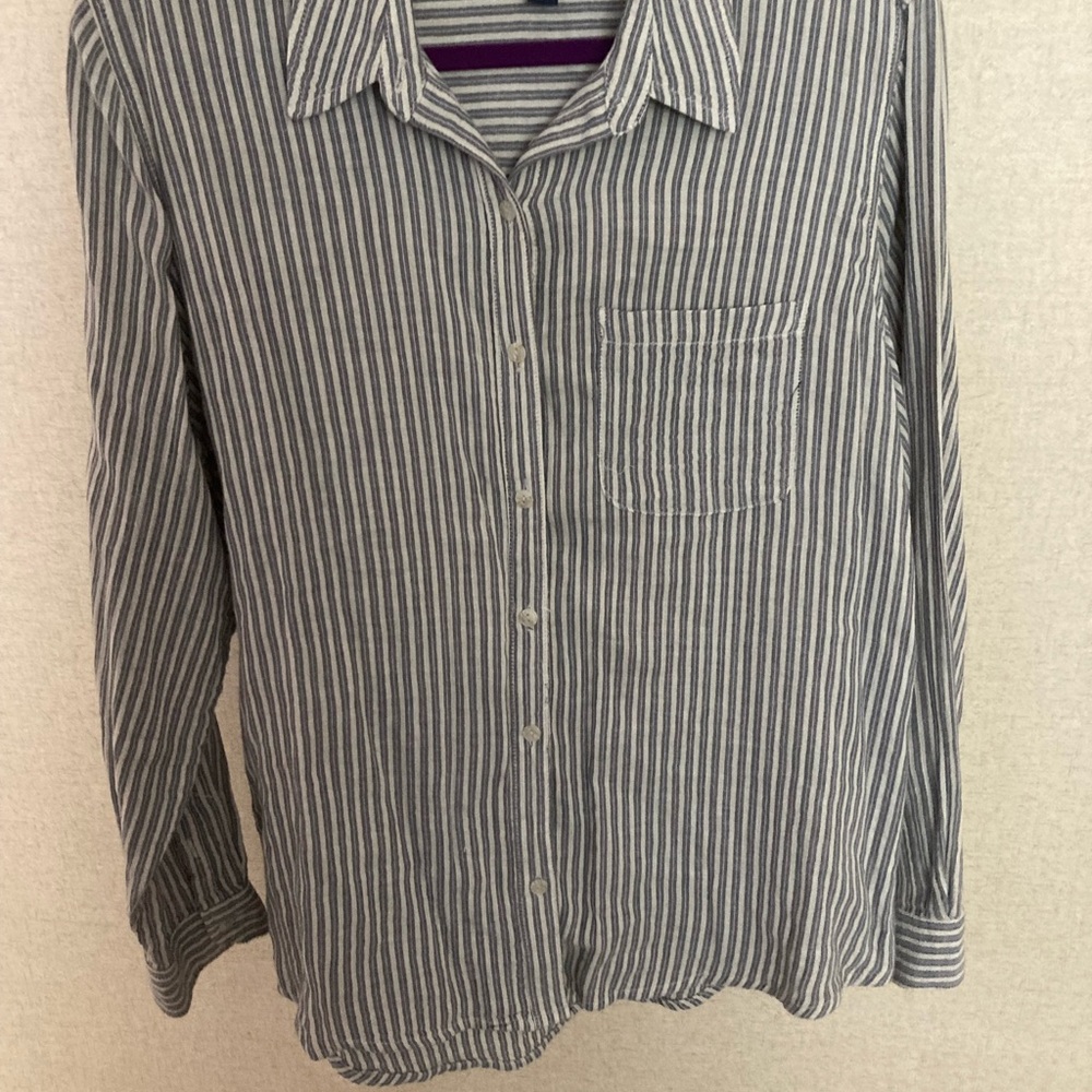 Universal Thread Women's Black and White Striped Blouse long sleeve shirt Large